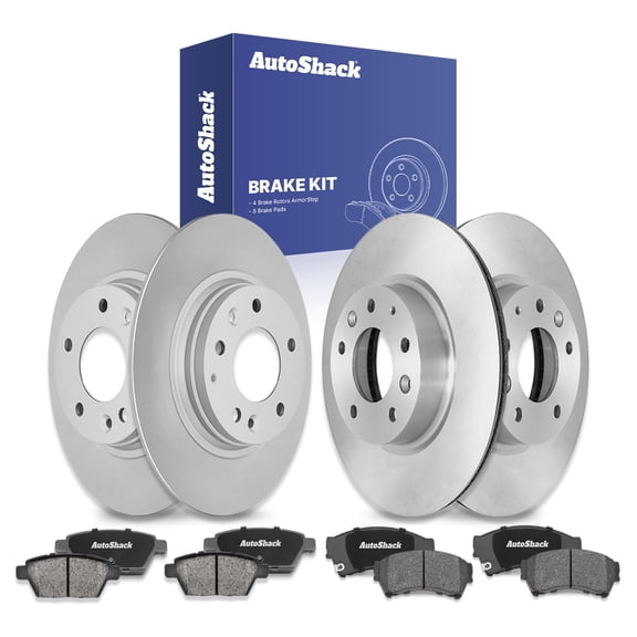 AutoShack Front & Rear Brake Rotors & Ceramic Pads for Mazda, 6 2006-2013, FWD L4 2.3L 2.5L V6 3.0L 3.7L - Coated - ArmorStop
