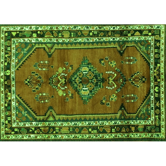Ahgly Company Indoor Rectangle Persian Green Traditional Area Rugs, 2' x 5'