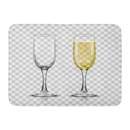 GODPOK Yellow Flute Realistic of Champagne Glasses with Sparkling White Wine and Empty Glass on Christmas Rug Doormat Bath Mat 23.6x15.7