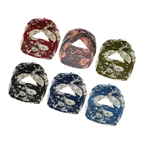 Vocoste 6 Pcs Yoga Wide Elastic Headscarfs Turban 7.09inch Wide Colorful for Women