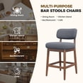 thumbnail image 3 of Hawsaiy Counter Height Bar Stools Set of 2, Mid Century Modern Boucle Barstools with Solid Wood Frame, Upholstered Kitchen Island Stools with Backrest & Footrest, Gray, 3 of 6