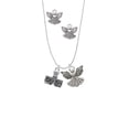 thumbnail image 2 of Delight Jewelry Silvertone 3-D ''Carpe Diem'' Stamp Silver tone Guardian Angel Charm Necklace and Stud Earrings, 2 of 4