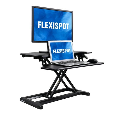 FlexiSpot M7B Stand Up desk Converter -28 Standing desk Riser with Deep Keyboard Tray for laptop (28