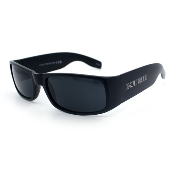 Kush Mad Dog Biker Slim Rectangle Mens Sunglasses UV400 Narrow Minimal Steet Eyewear Matte Black