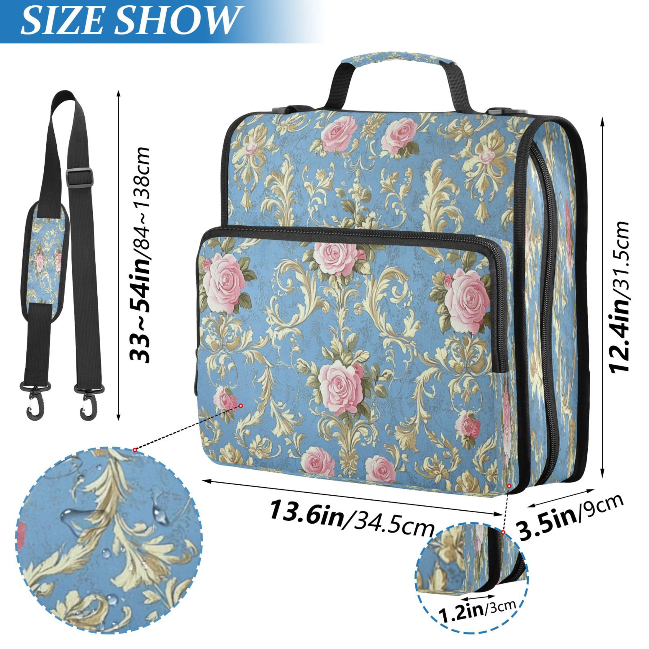 YAZAOO Zipper Binder trapper keeper Documents Organized Design Elegant Floral Damask Design Printed