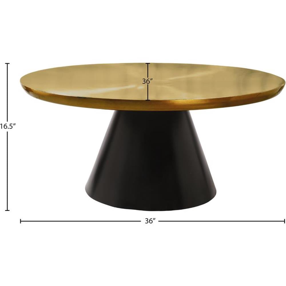 Meridian Furniture Martini 36" Iron Coffee Table in Brushed Gold/Matte Black