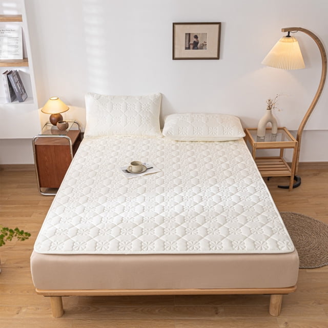 Washable Bed Pads for Adults Mattress Protector Washable Underpads Breathable Mattress Cover Machine Washable Cotton Thickened Mattress Companion Breathable Non Slip Mattress Quilted Fitted Sheet