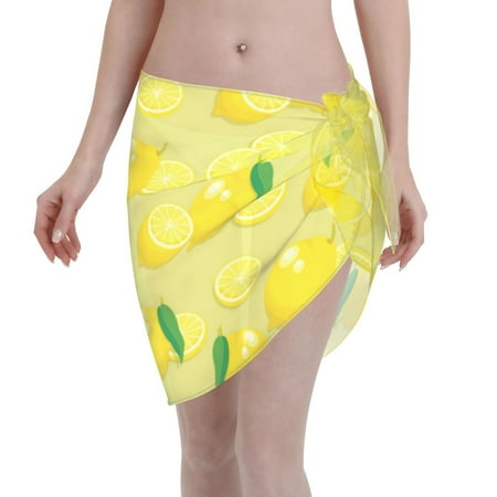 Ocsxa Bright Lemons Print Sarong Coverups For Women Bathing Suit Wrap Swimsuit Skirt Beach Bikini Cover Up Swimwear
