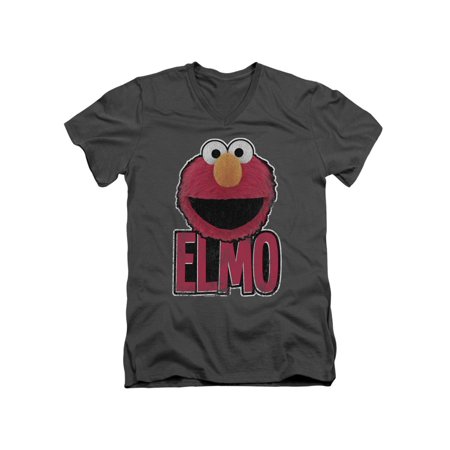 Trevco SESAME STREET ELMO SMILE Charcoal Adult Unisex V-Neck T-Shirt