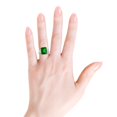 thumbnail image 4 of ANGARA Lab Grown 5.75 Ct Emerald and Lab Diamond Three Stone Ring for Women in 925 Sterling Silver (Size-12x10mm) | May Birthstone, Anniversary, Jewelry Gift for Women | Lab-Grown Emerald Ring, 4 of 8