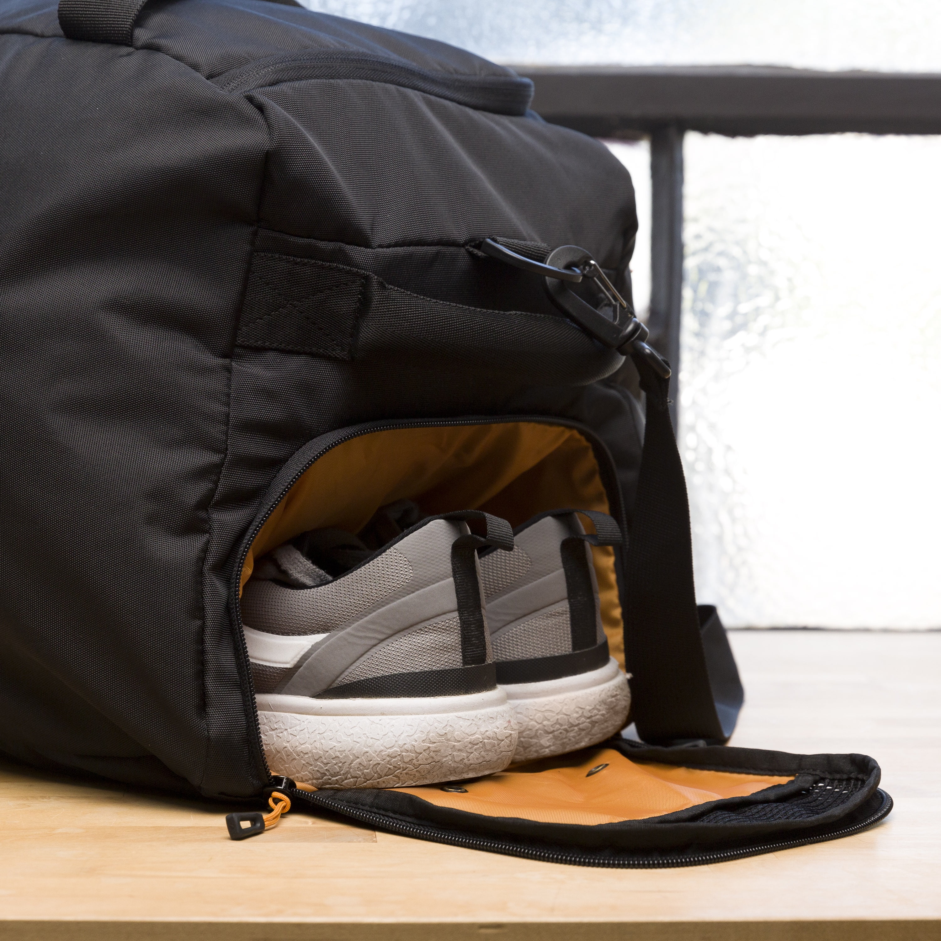 Athletic Works Easy Care 13.75-Inch Black Sports Duffel Bag with Carry Strap