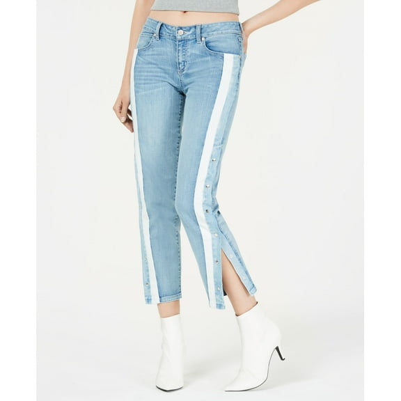 Rewash Juniors Striped Snap Side Jeans Blue 13