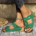 thumbnail image 4 of Women's Cutout Metal Accent Wedge Slide Sandals, Open-Toe Bohemian Platform Slip-On Summer Slippers, 4 of 9