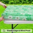 thumbnail image 2 of decorUhome Rectangle Waterproof Fitted Tablecloth for 30"x 48" Tables, Elastic Plastic Flannel Backed Table Cover for Dinner, Outdoor, Picnic, Green Daisy, 2 of 8