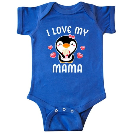 

Inktastic I Love My Mama with Cute Penguin and Hearts Gift Baby Girl Bodysuit
