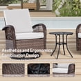 thumbnail image 4 of Wiilayok 3 Pieces Outdoor Swivel Glider Rocker Bistro Set, PE Wicker Rattan Patio Furniture Set, Rocking Chairs for Porch Deck Backyard, White, 4 of 9