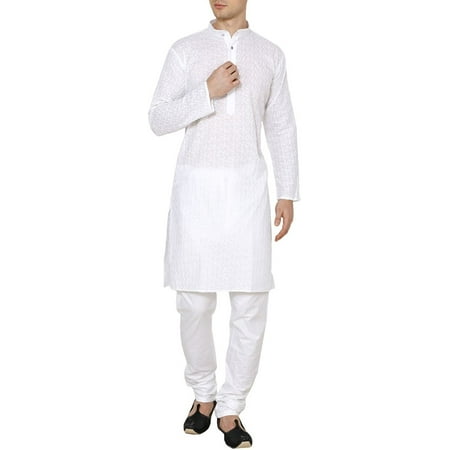 

Royal Kurta Men s Cotton Kurta Churidar (ROYAL-348-WHITE-CHIKAN-38C_White_38)