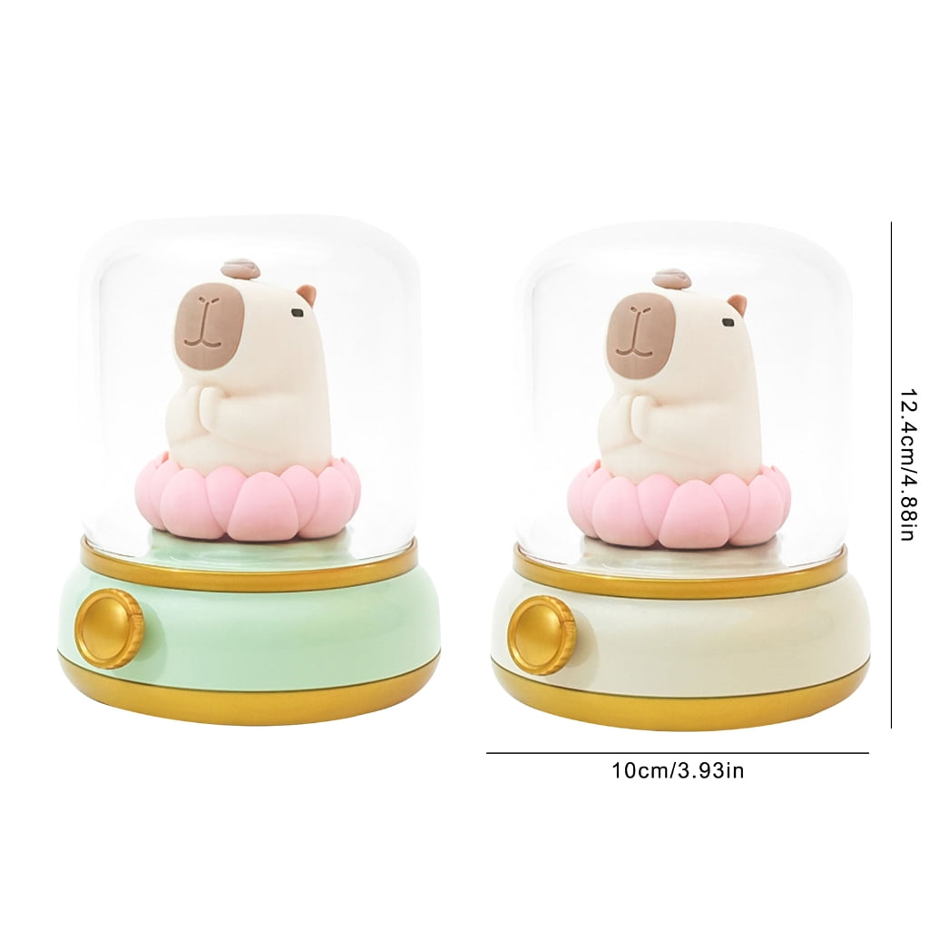 Jesscasday Vintage Capybara Nightlight Silicones Desktop Figurine with Gentle Glowing Oil Lamp Shape USB Rechargeable Night Lamp
