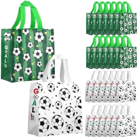 GASTROPOD 24 Pcs Football Party Gift Bags,Reusable Non Woven Sports Goodie Bags with Handles,Large Soccer Theme Favor Tote for Team Gatherings,Game Day Events and Birthday Celebrations