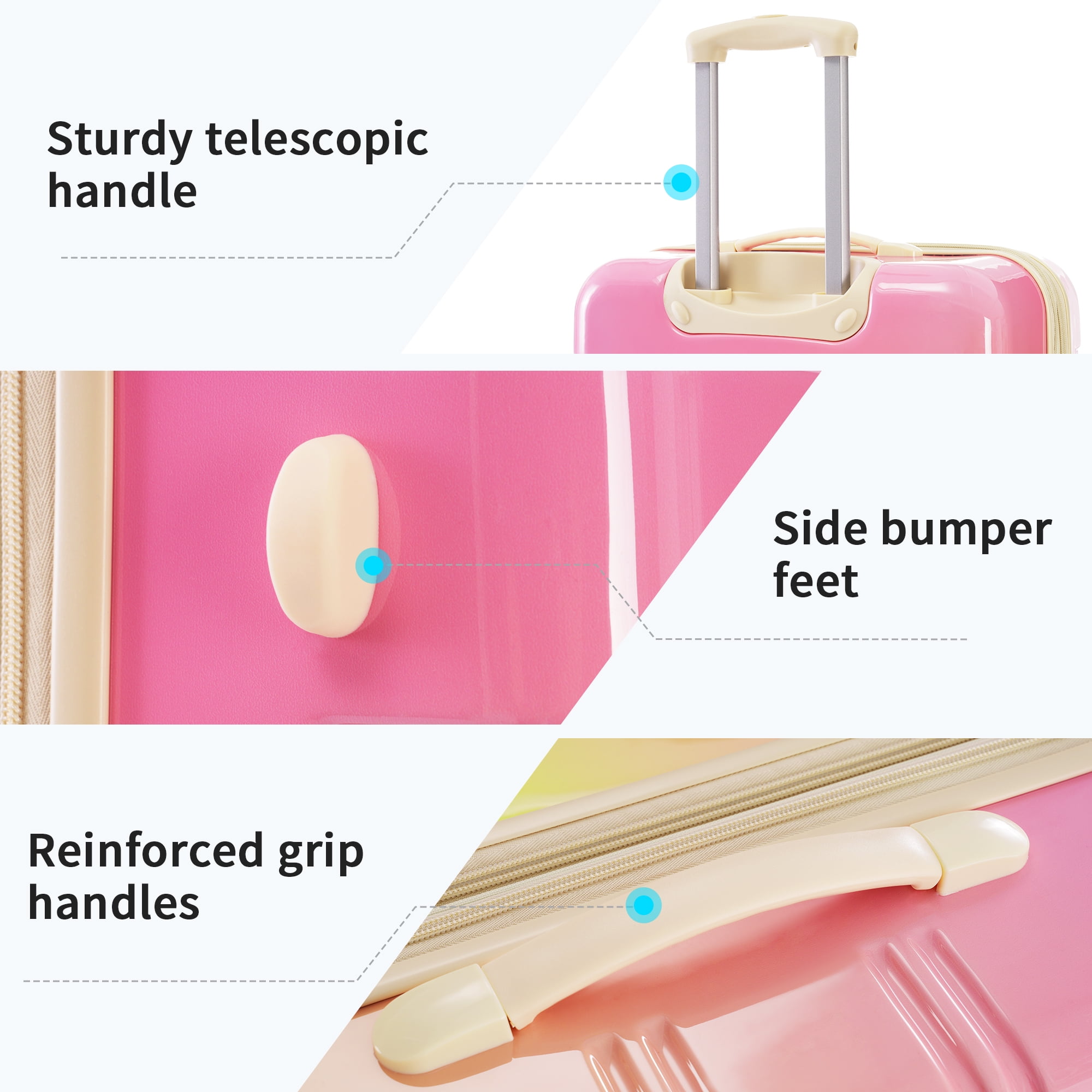 MAYEERTY 3-Piece Gradient Color PC Luggage Set with TSA Lock for Travel, 20"+24"+28"Lightweight&Hardshell Suitcases