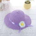 thumbnail image 3 of LNMQLPDBS Little Girls Sun Hat Summer Beach Cap Baby Girls Wide Brim Visor Hat Cute Summer Beach Hats with Sunflower Toddler Girl Gifts Straw Hat for Tea Party Holiday Purple One Size, 3 of 3