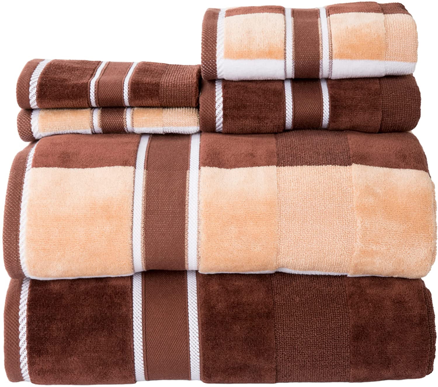 6-Piece Bath Towels Set - Oakville Beige-Striped 100% Cotton Velour Set  With 2 Bath Towels, 2 Hand Towels, and 2 Washcloths by Lavish Home -  Walmart.com
