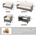 thumbnail image 6 of Garvee 5-Piece Outdoor Patio Furniture Set, Rattan Wicker Sectional Sofa with Cushions & Glass Coffee Table, All-Weather Conversation Set for Garden, Backyard, Poolside & Balcony, Beige, 6 of 7