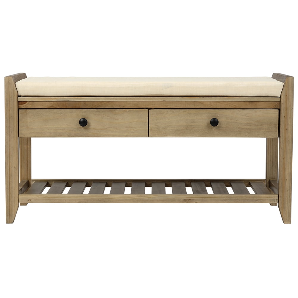 Lowestbest Shoe Rack with Cushioned Seat and Drawers, Multipurpose Entryway Storage Bench, Grey Wash Lowestbest Shoe Rack with Cushioned Seat and Drawers, Multipurpose Entryway Storage Bench, Grey Wash
