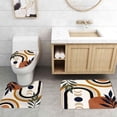 thumbnail image 5 of 4PCS Wavy Swirl Shower Curtain Sets with Rugs, Abstract Shower Curtain, Waterproof Fabric Green Shower Curtain, 70s Art Cute Funky Groovy Vintage Retro Boho Minimal Aesthetic Bathroom Decor, 5 of 7