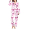 thumbnail image 4 of Audhol Valentines Pajamas for Women Women's Winter Spring Home Leisure Valentine's Day Bow Love Loose Imitation Color Ding Pajama Sleepy Pants Set Cute Valentines Pjs White XL, 4 of 4