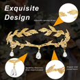 thumbnail image 3 of Diadema de hojas Diadema de corona de boda Diadema de tiara con colgante de cristal, 2 piezas, dorado y plateado Namotu CDWJ337, 3 of 7