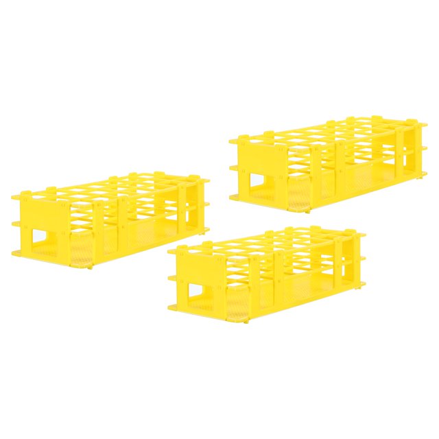 Unique Bargains PP Plastic Test Tube Rack Holder 21 Holes 3 Layers Detachable Holder Yellow for 30mm Test Tubes, Pack of 3