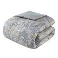 thumbnail image 4 of JERFIT King Size 6-Piece Comforter Set, Grey Damask Pattern, 100% Cotton Sateen, OEKO-TEX Certified Bedding Ensemble with Comforter, Shams, Bed Skirt & Pillows, 4 of 10