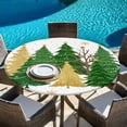 thumbnail image 6 of Green Christmas Tree Round Tablecloth, Fitted Table Cover with Elastic for 36"-44" Round Tables, Golden Xmas Tree Winter Snowflake Table Cloth Outdoor Indoor Dinning Party Waterproof Tablecloths, 6 of 7