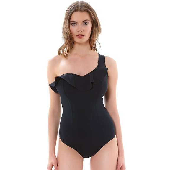 Freya Womens Remix Underwire Sculpt Frilled Swimsuit, 32C, Black
