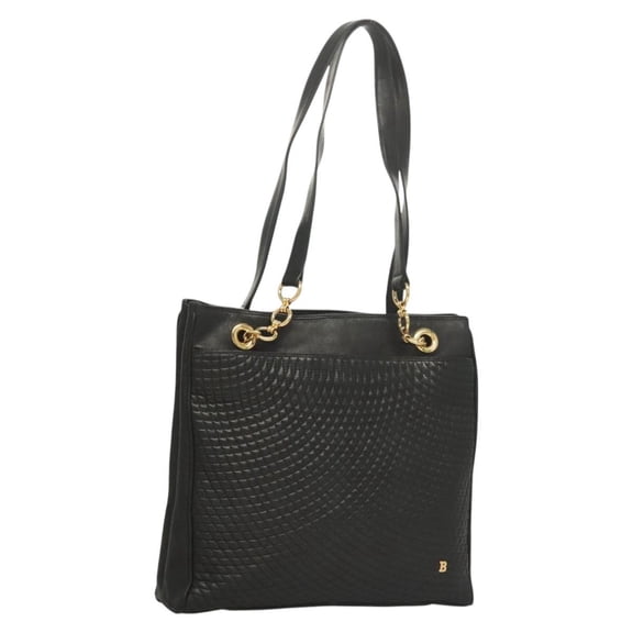 Pre-Owned Bally Vintage Tote Bag Quilted Leather Black Leather Tote Bag Bag