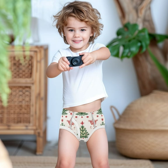 Ckdifva Christmas Trees and Snow Boys Underwear Briefs Cotton Panties Active Stretch Briefs One Pack