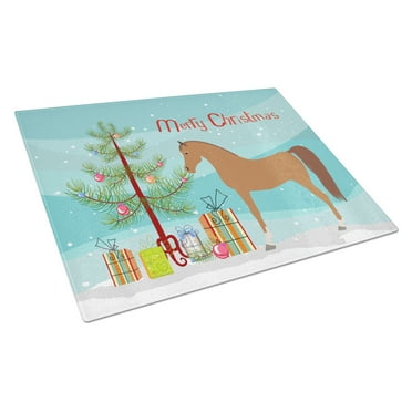 Caroline's Treasures Arabian Horse Christmas Glass Cutting Board Large