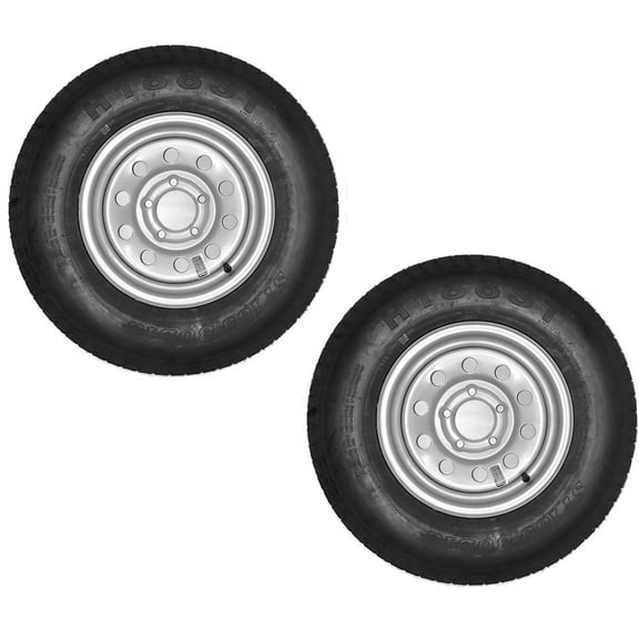 eCustomrim 2-Pack Trailer Tire Rim ST185/80D13 185/80D-13 Load C Silver Modular Wheel Boat