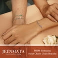 thumbnail image 6 of JeenMata MOM Heart Charm - April Cubic Zirconia Birthstone Chain Bracelet in 18K White Gold Plating for Women, Mother’s Day Gift, 6 of 11
