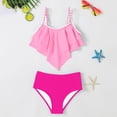 thumbnail image 5 of WhouRiu Big Girl Swimsuit,2-Piece Tiered Ruffle Straps Bikini Set Seaside Resort Beach Hot Spring Bathing Suit for Teen Pink,Size 11-12 Y, 5 of 8