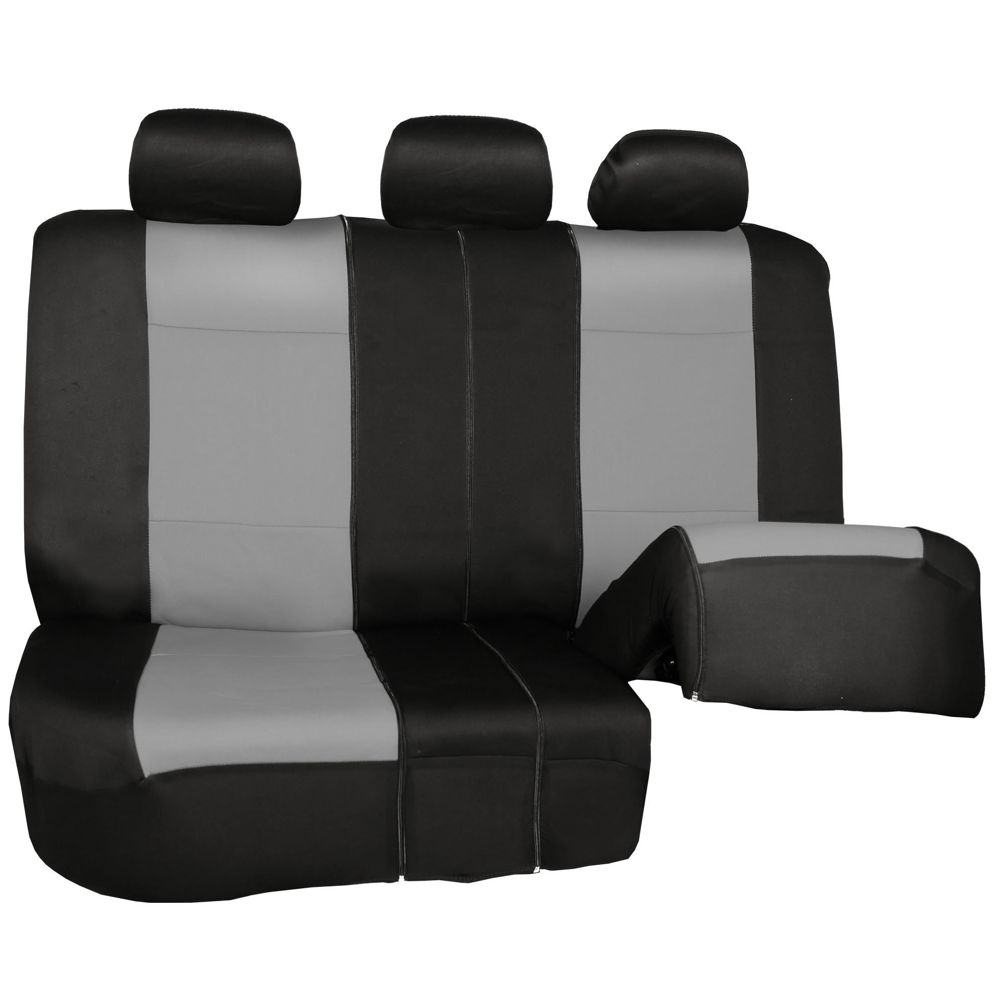 FH Group Neoprene Universal Car Seat Covers Fit For Car Truck SUV Van - Rear Bench Gray