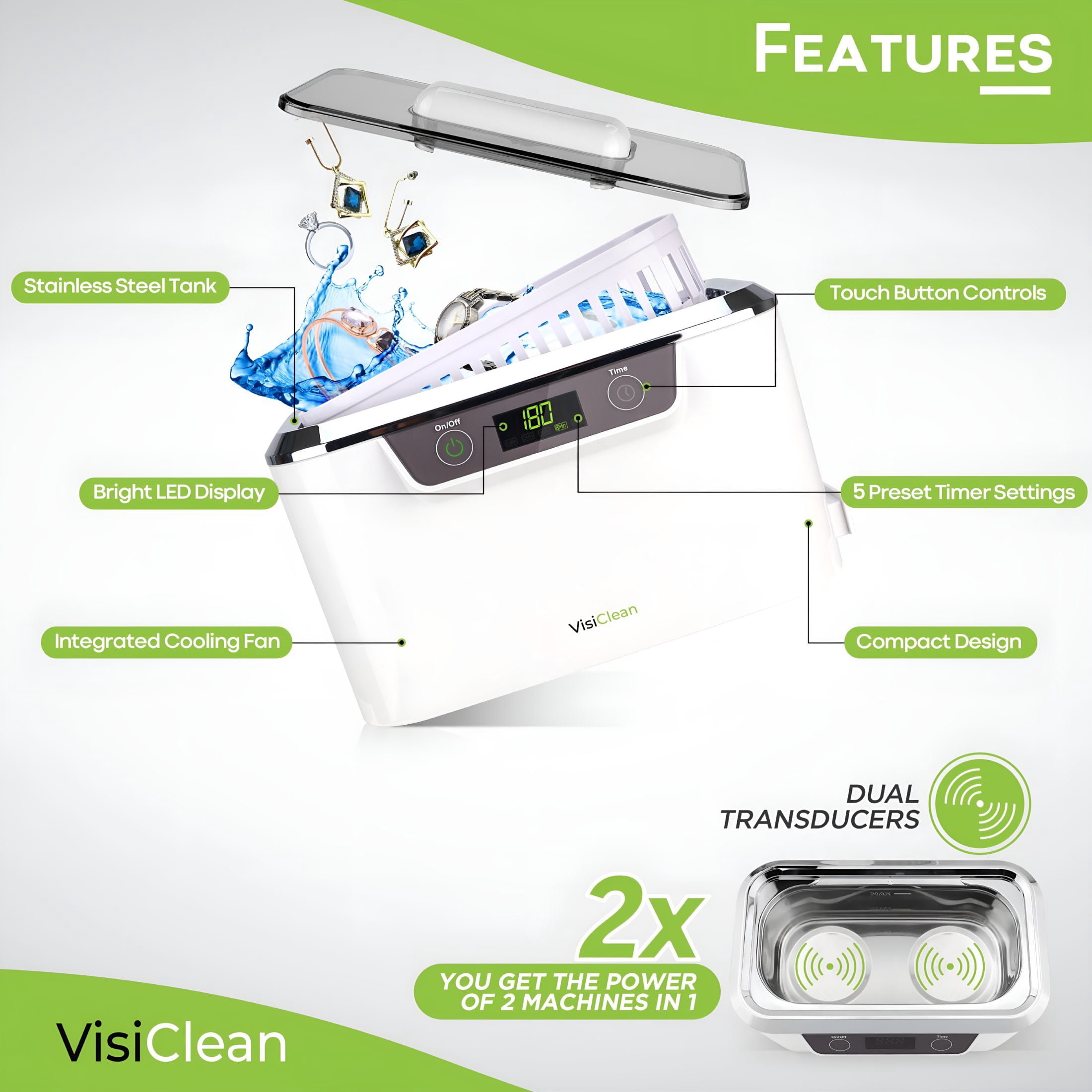 HIBIBUD Ultrasonic Jewelry Cleaner - Diamond Ring Cleaner Ultrasonic Retainer Cleaner Machine