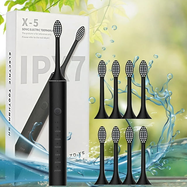 LSLJS Electric Toothbrush Electric Toothbrush with 8 Brush Heads Smart 6-speed Timer Electric Toothbrush IPX7 -Newly Upgraded Electric Toothbrush Longer Life Fas, Electric Toothbrush