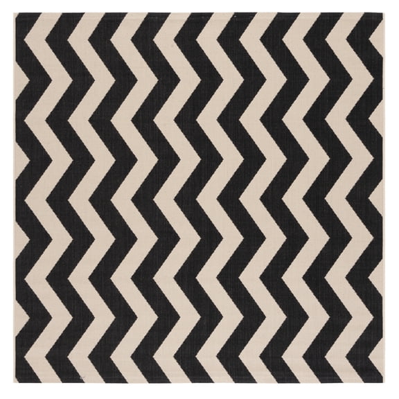 Safavieh Courtyard Ayden Chevron Indoor/Outdoor Area Rug, Black/Beige, 6'7" x 6'7" Square