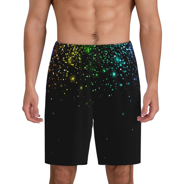 Fotbe Night Rainbow Sparkles Pantalones Cortos de Pijama para Hombre, Ropa de Dormir, Pantalones de Pijama Cortos para Hombre-XX-Large