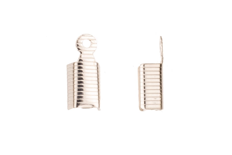 12mm 16K Gold-Finished Line Textured Rectangle Fold-Over Cord End Fit Up to 3.5mm Cord Sold per Pack of 240pcs