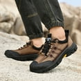 thumbnail image 6 of Mens Lightweight Hiking Shoes Outdoor Wearable Work Shoes Leather Breathable Sneakers Non-slip Driving Shoes Brown 8.5 US, 6 of 7