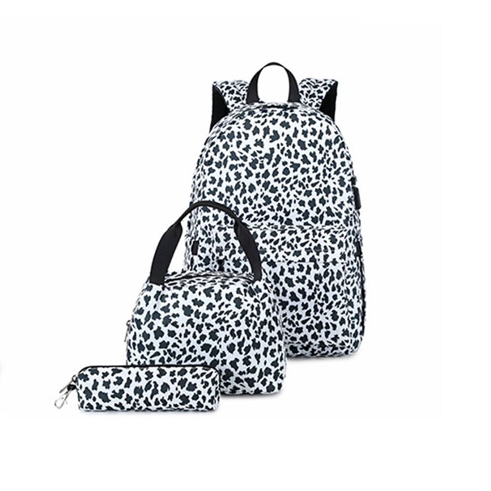 Kepooman 3 in 1 Women' s Fashion Laptop Backpack with Lunch Box Pencil Case, Ladies Leopard Prints School Bookbag Set for Outdoor Shopping Hiking, Black Kepooman 3 in 1 Women' s Fashion Laptop Backpack with Lunch Box Pencil Case, Ladies Leopard Prints School Bookbag Set for Outdoor Shopping Hiking, Black