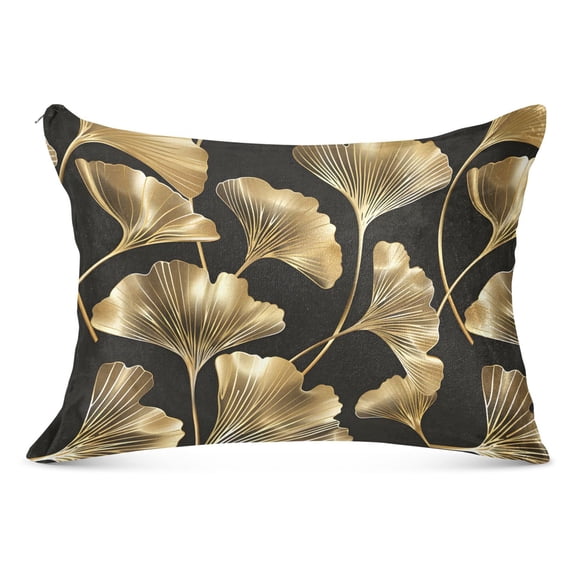 Elegant Ginkgo Leaf Plush Pillow Cases Standard Size Ultra Soft Warm Pillowcases with Zipper 20"x26"